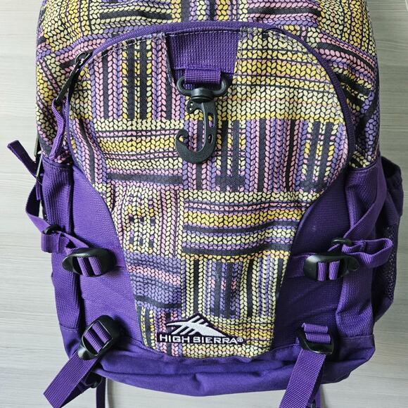 High Sierra Loop Daypack Water Resistant Backpack Purple Large Travel School Gym - Picture 6 of 16